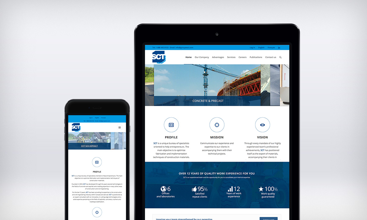 Diseño pagina Web para empresa de construcción SCT en Canada