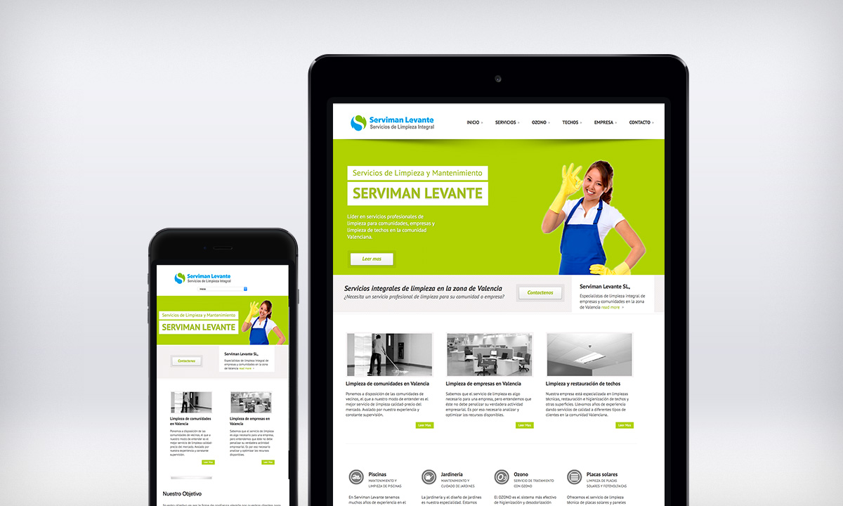 Diseño de pagina Web responsive para una empresa de limpieza, Serviman Levante