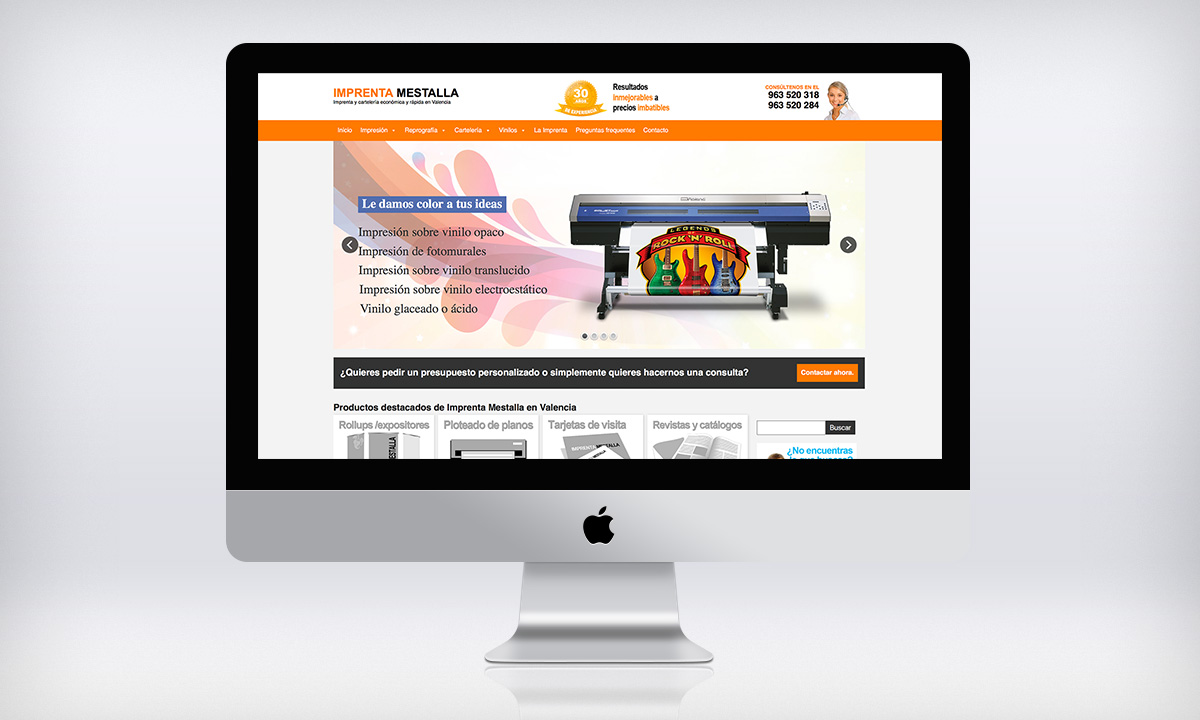 Diseño Web para Imprenta Mestalla en Valencia
