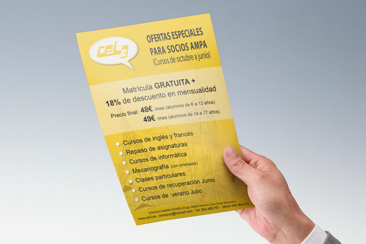 Diseño de folleto publicitario para CEI3