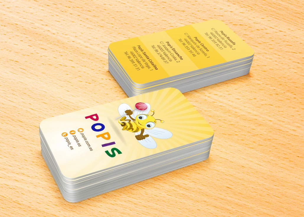 Diseño de tarjetas de presentación para Popis en Valencia