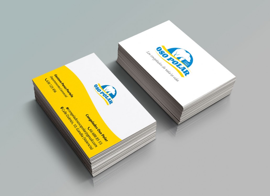 Diseño de tarjetas de visita para empresa de alimentos congelados