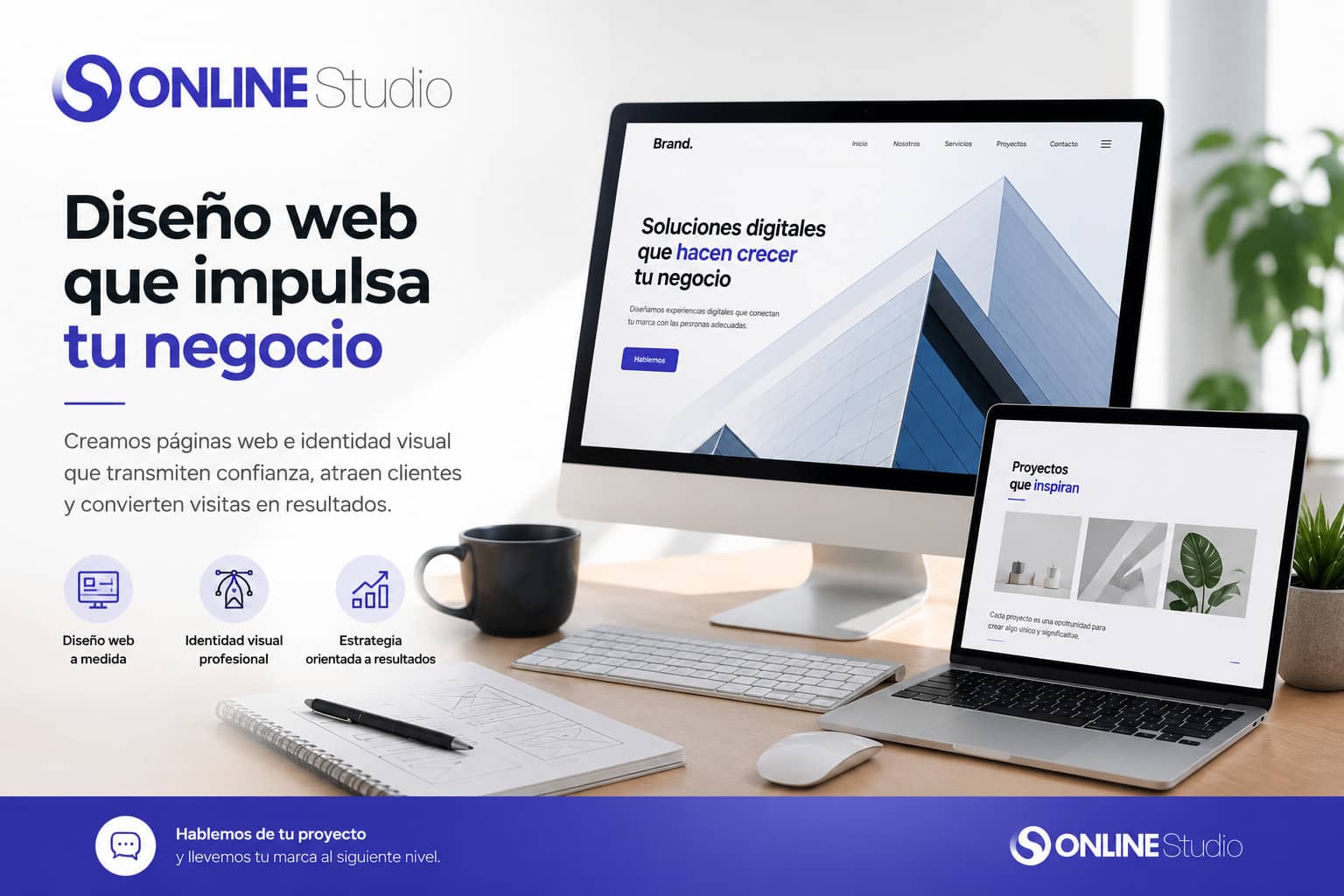 Diseño web profesional en Valencia con identidad visual moderna y estrategia digital para ayudar a las empresas a captar más clientes.